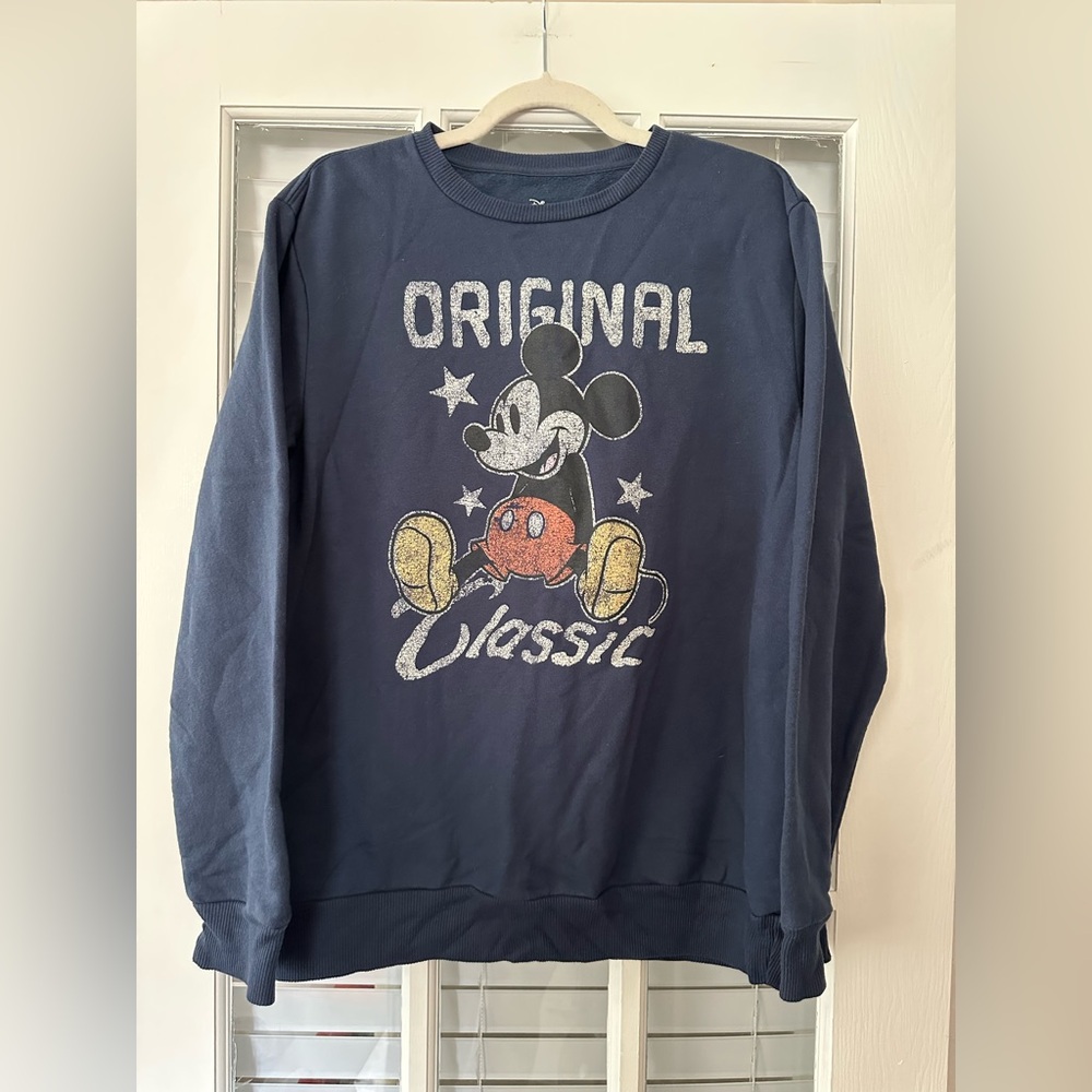 Disney Women’s L Mickey Mouse Original Classic Plush Blue Sweatshirt | SKU 0377